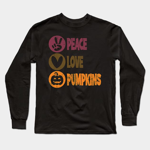 Peace Love Pumpkin Long Sleeve T-Shirt by Jabir